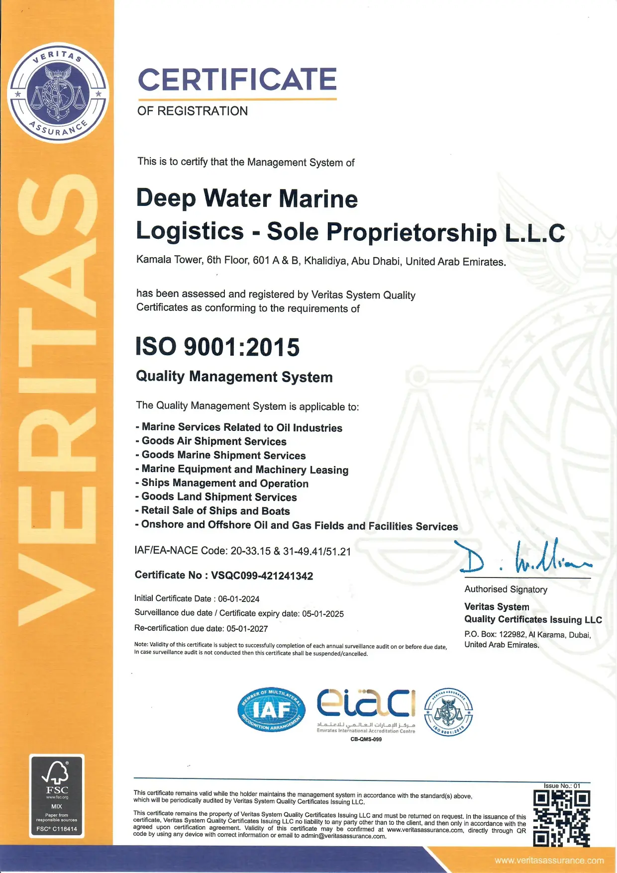Quality Management Systems Certificate